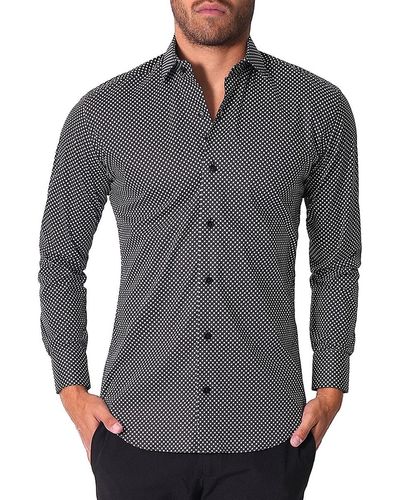 Bertigo Remy Geometric Print Shirt - Grey