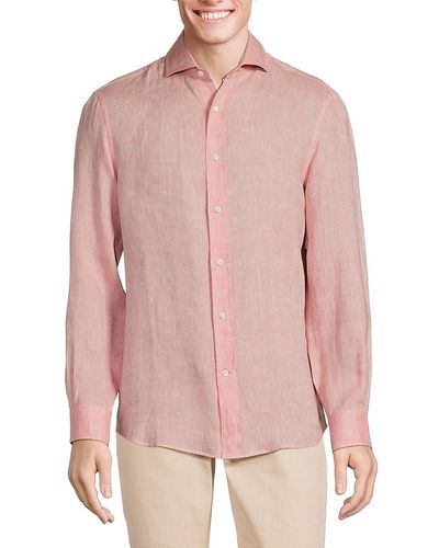 Brunello Cucinelli Easy Fit Linen Shirt - Pink