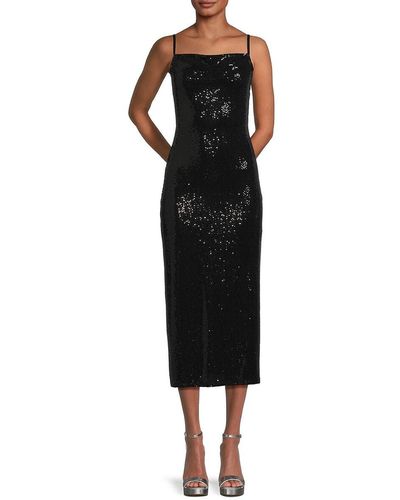 Bebe Squareneck Sequin Sheath Dress - Black