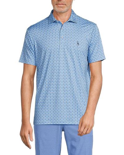 Tailorbyrd Print Performance Polo - Blue