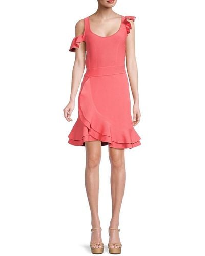 Alexander McQueen Ruffle Cold Shoulder Mini Dress - Pink