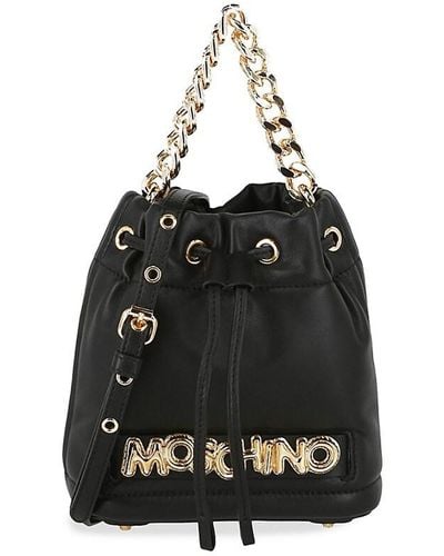 Moschino Balloon Leather Bucket Bag - Black