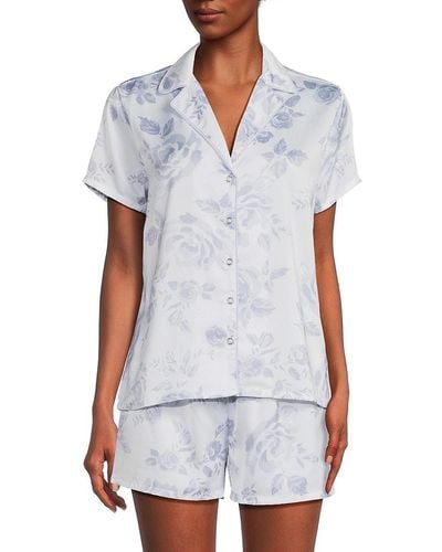 Splendid 2-Piece Satin Top & Shorts Pyjama Set - White