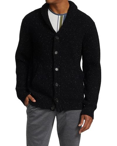 Saks Fifth Avenue Slim-fit Wool-blend Cowlneck Cardigan - Black