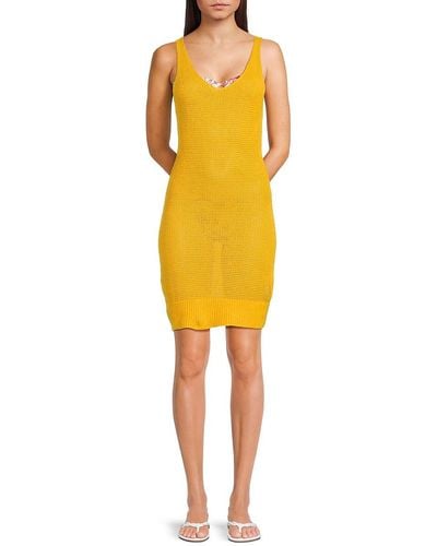 Onia Linen Mini Cover Up Dress - Yellow