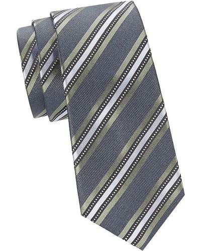Canali Striped Silk Tie - Gray