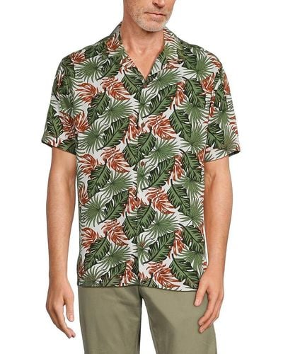 Report Collection 'Tropical Print Camp Shirt - Green