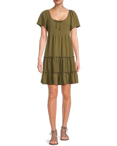 Bobeau Tiered Mini Dress - Green