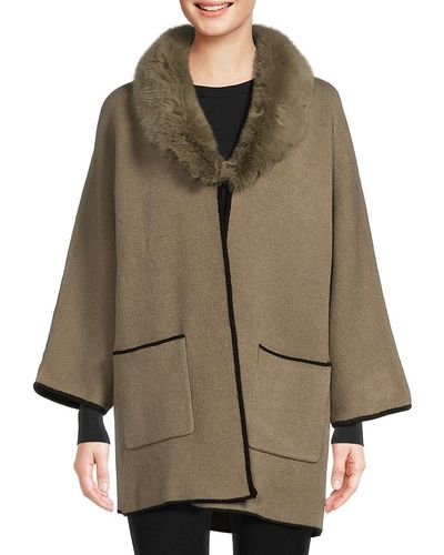 Saks Fifth Avenue Faux Fur Collar Jacket - Brown