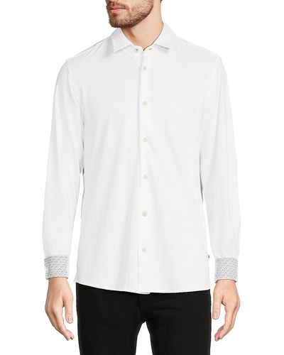 Ted Baker Rigby Contrast Trim Pique Sport Shirt - White