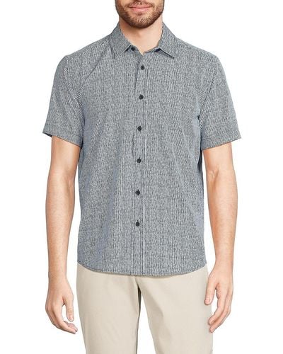 Kenneth Cole Striped Short Sleeve Shirt - Gray