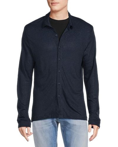 Onia Long Sleeve Linen Shirt - Blue
