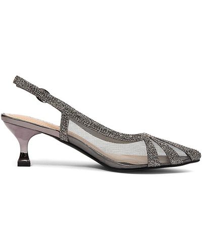 Lady Couture Macy Kitten Heel Slingback Court Shoes - Metallic