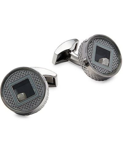 Tateossian Rt Gunmetal Plated & Diamond Cube Cufflinks - Grey