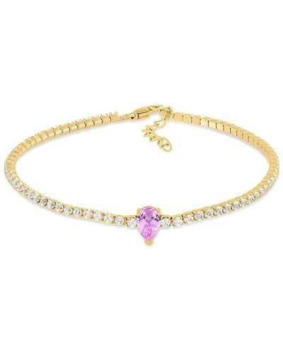 Saks Fifth Avenue Saks Fifth Avenue 14k Goldplated Sterling Silver, Created Pink & White Sapphire Bracelet