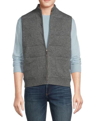 Saks Fifth Avenue Saks Fifth Avenue Cashmere Blend Reversible Vest - Grey