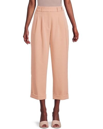 DKNY High Rise Pleated Cropped Pants - Pink