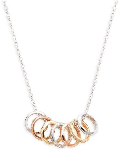 Saks Fifth Avenue Circle 14k Tri Tone Gold & 0.15 Tcw Diamond Circle Pendant Necklace - White