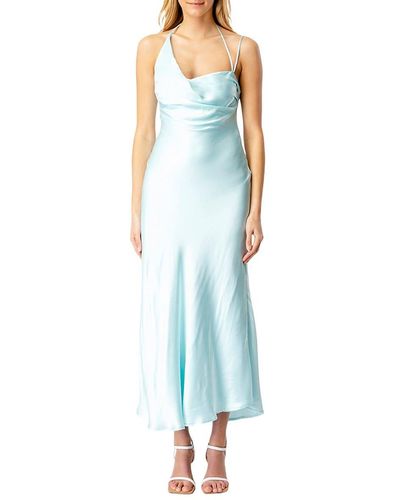 Bardot Asymmetric-Hem Satin Dress - Blue