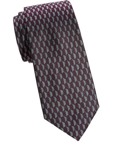 Brioni Pattern Silk Tie - Gray