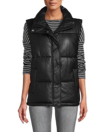 Marc New York Faux Leather Puffer Vest - Black