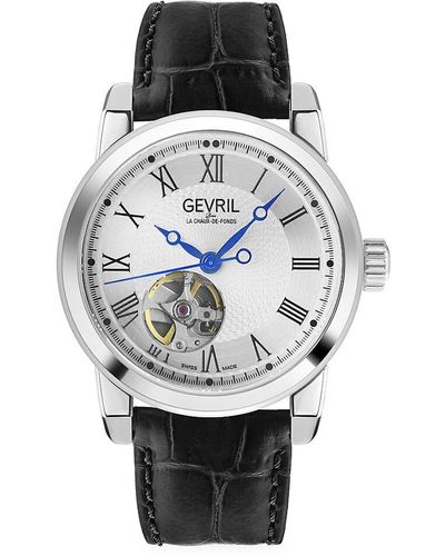 Gevril Madison Swiss Automatic Stainless Steel & Leather Strap Watch - Multicolour