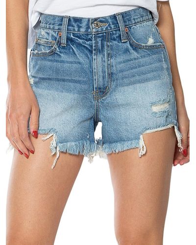 Juicy Couture High-Rise Distressed Denim Shorts - Blue
