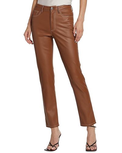 STAUD Elliot Faux Leather Trousers - Brown