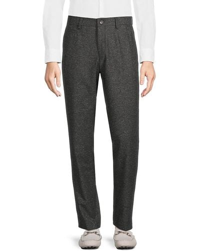 BOSS Genius Heathered Wool Blend Flat Front Trousers - Grey
