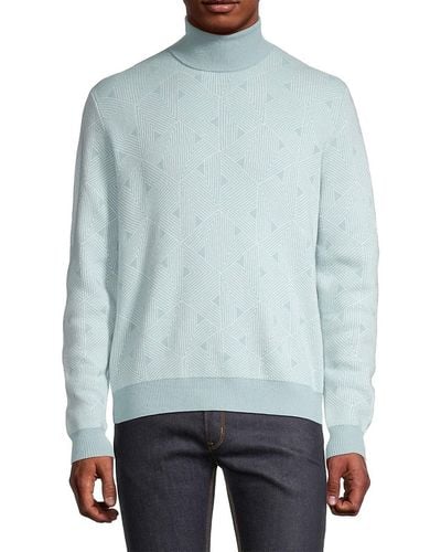 Canali Wool-Cashmere Blend Turtleneck Sweater - Blue