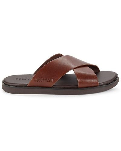 Cole Haan Nantckt Leather Crisscross Sandals - Brown