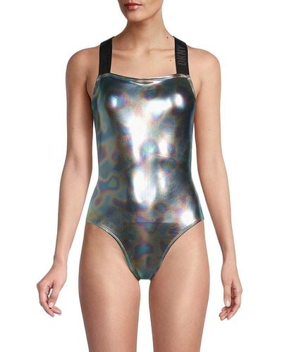 DKNY Mio Iridescent One-piece Swimsuit - Metallic