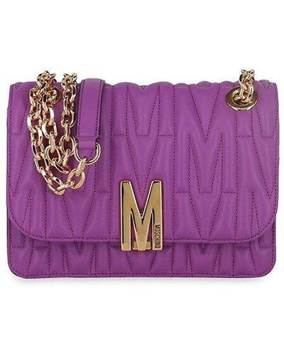 Moschino Logo Quilted Shoulder Bag - Purple
