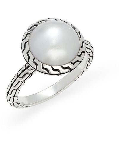 John Hardy Classic Chain Sterling & 11.5-12Mm Freshwater Pearl Ring - Gray