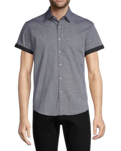 Duchamp 'Pattern Short-Sleeve Shirt - Blue