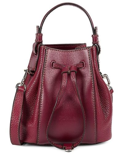 Furla Leather Bucket Crossbody Bag - Red