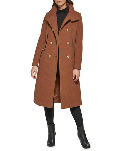 Guess Wool Blend Trench Coat - Brown