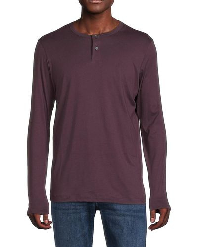 Theory Gaskell Long Sleeve Henley - Purple