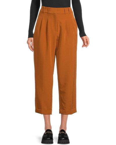 DKNY High Rise Pleated Cropped Trousers - Pink