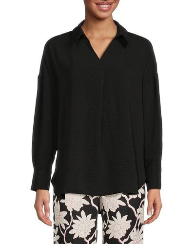 Adrianna Papell Airflow Collared Tunic Top - Black