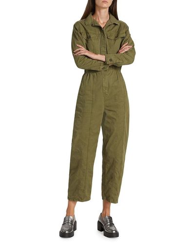 FRAME Cinched Twill Jumpsuit - Green