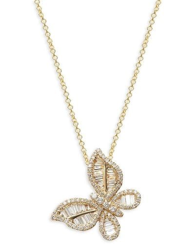 Effy 14K & Diamond Butterfly Pendant Necklace - Metallic