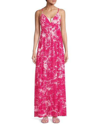 Tiare Hawaii Tie Dye Maxi Cover Up Dress - Pink