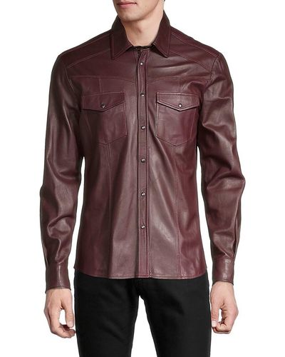 Ron Tomson Leather Shirt - Brown