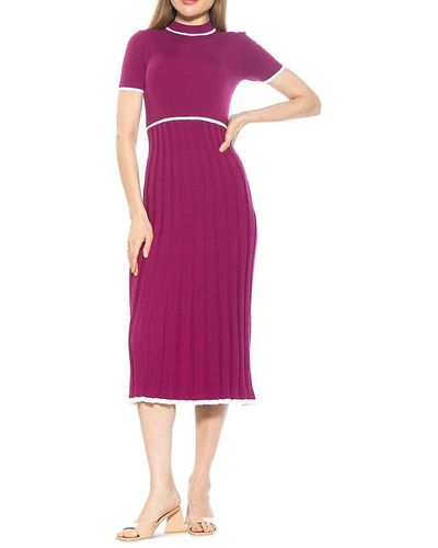Alexia Admor Gillian Knit A-line Dress - Purple