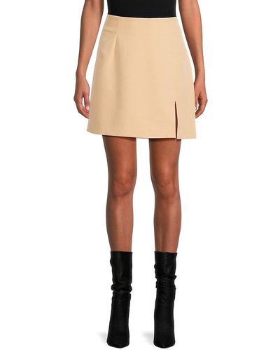 Vero Moda High Waist Slit Mini Skirt - Natural