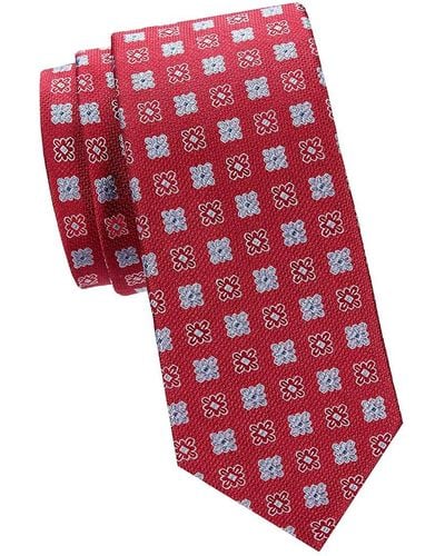 Saks Fifth Avenue Medallion Silk Tie - Red