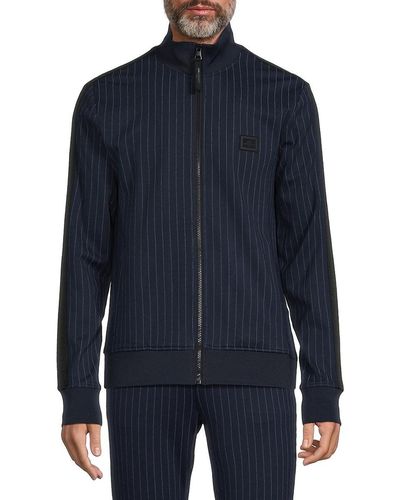 Karl Lagerfeld Pinstriped Zip Jacket - Blue