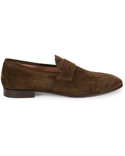 Saks Fifth Avenue Suede Penny Loafers - Brown