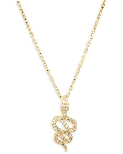 Saks Fifth Avenue Saks Fifth Avenue 14k Yellow Gold & 0.11 Tcw Diamond Snake Pendant Necklace - Metallic